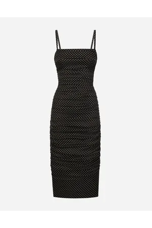 Dolce & Gabbana Abito Tubino In Charmeuse Micro Pois: - Donna Abiti 36