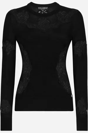 Dolce & Gabbana Maglia In Cashmere E Seta Con Intarsio In Pizzo - Donna Maglioni E Cardigan 40