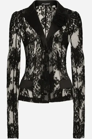 Dolce & Gabbana Giacca In Pizzo Floreale Con Dettagli In Raso - Donna Giacche E Blazer Pizzo 38