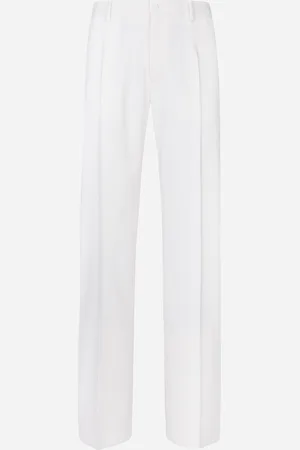 Dolce & Gabbana Pantalone Gamba Dritta In Lana Stretch - Uomo Pantaloni E Shorts Bianco 48