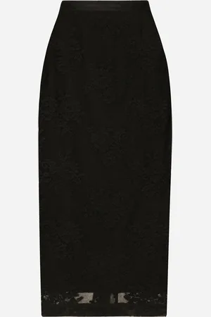 Dolce & Gabbana Gonna Tubino In Pizzo Con Spacco - Donna Gonne Pizzo 36
