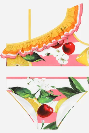 Dolce & Gabbana Costume 2 Pezzi In Tessuto Indemagliabile Limoni E Ciliegie - Donna Beachwear 4 Years