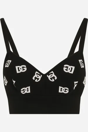 Dolce & Gabbana Top Reggiseno In Viscosa Logo Dg Jacquard - Donna Maglioni E Cardigan Multicolore 40