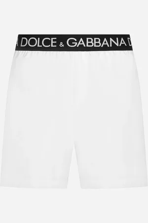 Dolce & Gabbana Boxer Da Mare Medio Con Vita Elastica Logata - Uomo Beachwear Bianco Tessuto 2