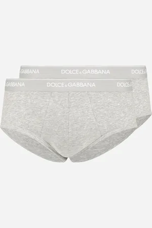 Dolce & Gabbana Bi-pack Slip Brando Cotone Stretch - Uomo Intimo E Loungewear Grigio Cotone 3