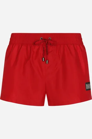 Dolce & Gabbana Short Swim Trunks With Branded Tag - Uomo Beachwear Bordeaux Tessuto 3