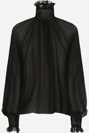 Dolce & Gabbana Blusa In Chiffon Con Dettagli Punto Smock - Donna Camicie E Top Seta 36