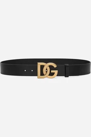 Dolce & Gabbana Lux Leather Belt With Crossover Dg Logo Buckle - Uomo Cinture Multicolore Pelle 80