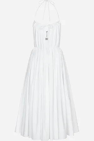 Dolce & Gabbana Abito Longuette Con Gonna A Ruota In Cotone - Donna Abiti Bianco 40
