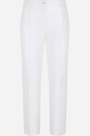 Dolce & Gabbana Pantaloni Sartoriali In Mikado Di Seta - Donna Pantaloni E Shorts Bianco Seta 48