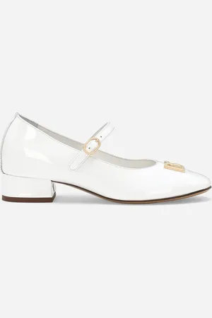 Dolce & Gabbana Ballerina Con Tacco In Vernice - Donna Scarpe (24-38) Bianco Pelle 32