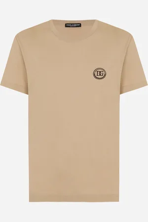 Dolce & Gabbana T-shirt Manica Corta Con Ricamo Dg - Uomo T-shirts E Polo Beige 44
