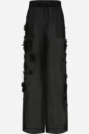 Dolce & Gabbana Pantalone Jogging In Organza Di Seta Con Ricamo - Uomo Pantaloni E Shorts 46