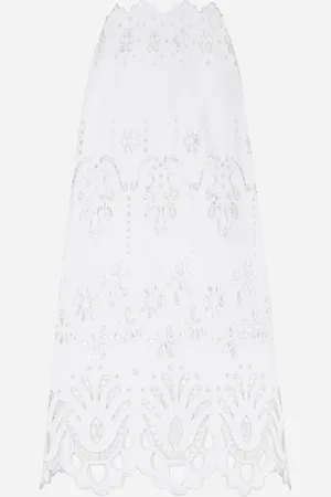 Dolce & Gabbana Gonna Longuette In Cotone Ricamo Cut Out - Donna Gonne Bianco 38