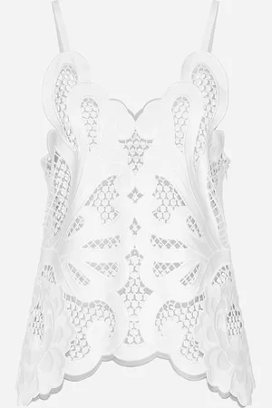 Dolce & Gabbana Top In Cotone Con Ricamo Cut Out - Donna Camicie E Top Bianco 36