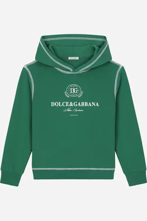 Dolce & Gabbana Felpa Con Cappuccio In Jersey Con Cuciture A Contrasto E Logo - Uomo T-shirts E Felpe Verde 5 Years