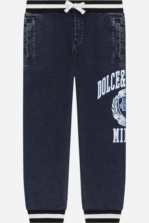 Dolce & Gabbana Pantaloni Jogging In Denim Con Logo - Uomo Pantaloni E Shorts Multicolore 4 Years