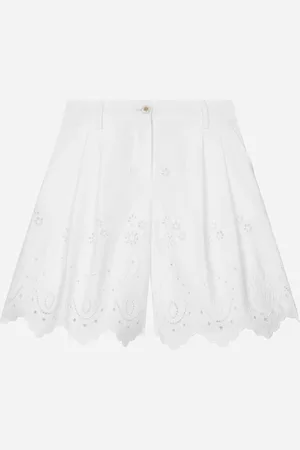 Dolce & Gabbana Shorts In Popeline E Pizzo Sangallo - Donna Pantaloni E Gonne Bianco 2 Years