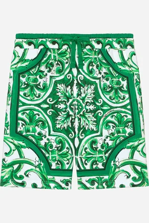 Dolce & Gabbana Bermuda In Jersey Con Maiolica Verde - Uomo Pantaloni E Shorts 2 Years