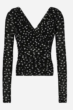Dolce & Gabbana Top Scollo Incrociato In Tulle Pois - Donna Camicie E Top 36