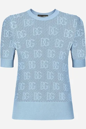 Dolce & Gabbana Maglia In Viscosa Punto Pizzo Logo Dg Jacquard - Donna Maglioni E Cardigan 36