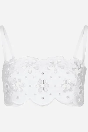 Dolce & Gabbana Top In Cotone Con Ricamo Cut Out - Donna Camicie E Top Bianco 36