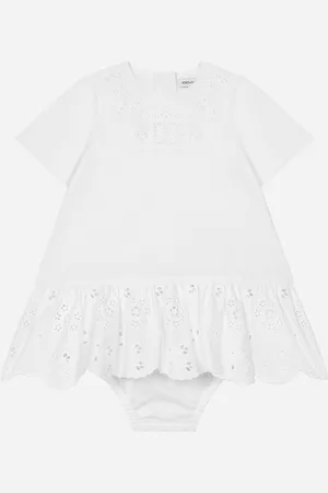 Dolce & Gabbana Abito In Popeline Con Logo Dg - Donna Abiti Bianco 9/12 Months
