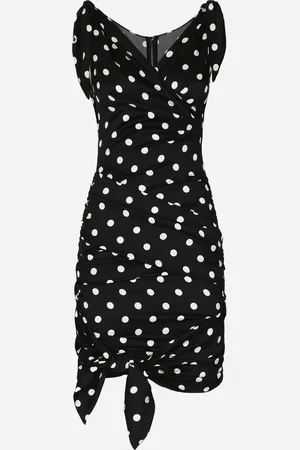 Dolce & Gabbana Abito Midi Con Drappeggi In Charmeuse Pois - Donna Abiti 36
