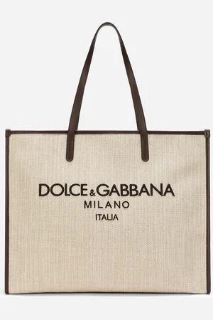 Dolce & Gabbana Shopping Grande In Canvas Strutturato - Uomo Borse Shopping Beige Cotone Onesize