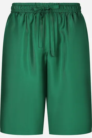 Dolce & Gabbana Bermuda Jogging In Seta E Ricamo - Uomo Pantaloni E Shorts Verde 46