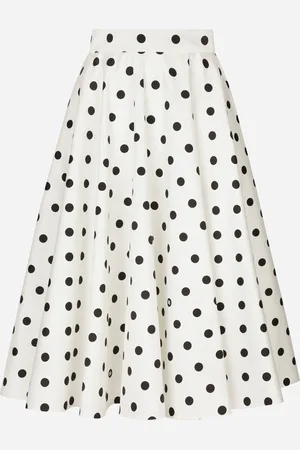Dolce & Gabbana Gonna Longuette A Ruota In Drill Di Cotone Pois - Donna Gonne 48