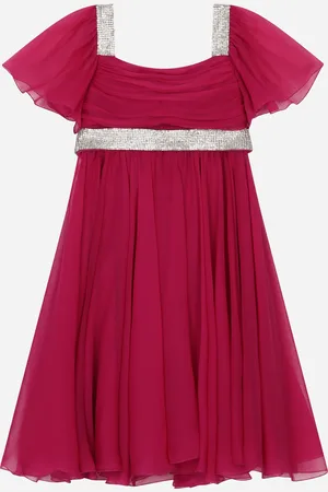 Dolce & Gabbana Abito A Maniche Corte In Chiffon - Donna Abiti Fucsia Seta 5 Years