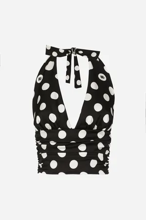 Dolce & Gabbana Top Scollato In Charmeuse Pois - Donna Camicie E Top 36