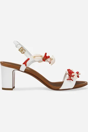 Dolce & Gabbana Sandalo In Nappa Con Coralli Ricamati - Donna Sandali E Zeppe 36