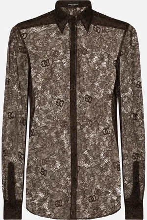 Dolce & Gabbana Camicia Martini In Pizzo Chantilly - Uomo Camicie Marrone Pizzo 37