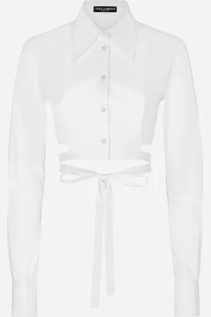 Dolce & Gabbana Camicia Corta In Cotone Con Lacci Incrociati - Donna Camicie E Top Bianco 44