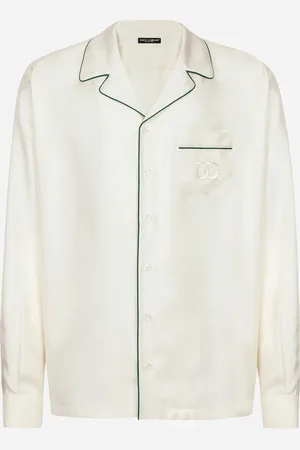 Dolce & Gabbana Camicia In Twill Di Seta Con Ricamo Dg - Uomo Camicie 37
