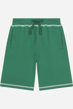 Dolce & Gabbana Bermuda In Jersey Con Cuciture A Contrasto E Logo Dg - Uomo Pantaloni E Shorts Verde 5 Years
