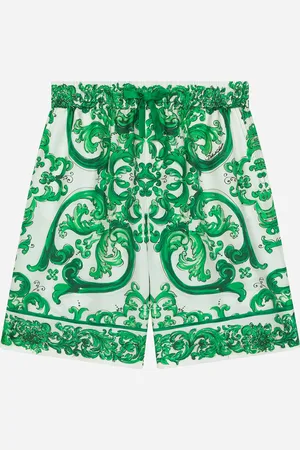 Dolce & Gabbana Bermuda In Twill Con Maiolica Verde - Uomo Pantaloni E Shorts 3 Years