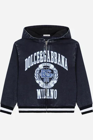 Dolce & Gabbana Felpa Con Cappuccio In Jersey Effetto Denim Con Logo - Uomo T-shirts E Felpe Multicolore 4 Years