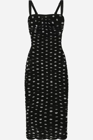 Dolce & Gabbana Abito Longuette A Tubino Drappeggiato In Tulle Pois - Donna Abiti 36