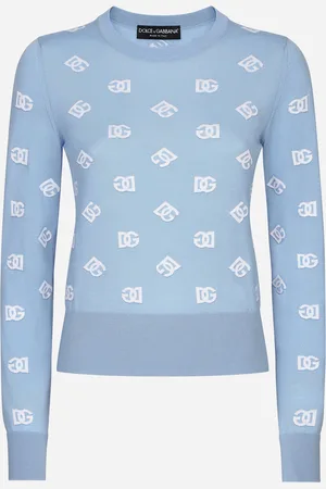 Dolce & Gabbana Maglia In Lana E Seta Jacquard Logo Dg In Tono - Donna Maglioni E Cardigan 40