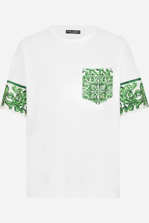 Dolce & Gabbana T-shirt In Cotone Con Taschino In Stampa Maiolica - Uomo T-shirts E Polo Bianco 46
