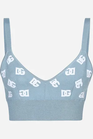 Dolce & Gabbana Top Reggiseno In Viscosa Logo Dg Jacquard - Donna Maglioni E Cardigan 40