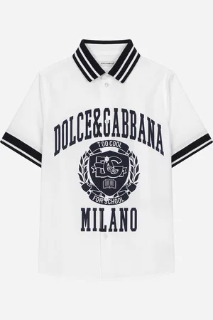 Dolce & Gabbana Polo Camicia In Popeline Con Logo - Uomo Camicie Bianco 3 Years
