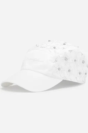 Dolce & Gabbana Cappello Baseball In Drill Con Ricamo Strass - Donna Cappelli E Guanti Bianco 56
