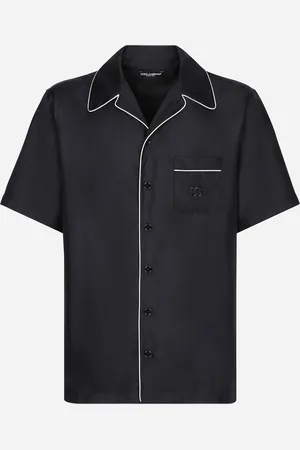 Dolce & Gabbana Camicia In Twill Di Seta Con Ricamo Dg - Uomo Camicie Blu 37