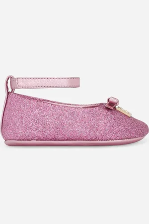 Dolce & Gabbana Ballerina In Tessuto Glitter Con Fiocco E Logo Dg - Donna Scarpe Neonata (16-20) Tessuto 16