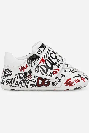 Dolce & Gabbana Sneakers Bassa In Pelle Di Agnello Con Stampa Graffiti - Uomo Scarpe Neonato (16-20) Bianco 19