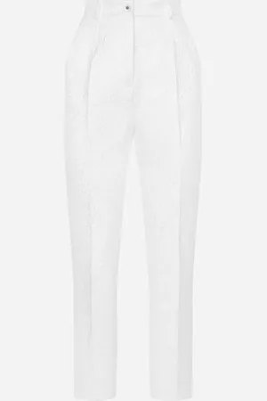 Dolce & Gabbana Pantaloni A Sigaretta In Broccato - Donna Pantaloni E Shorts Bianco 40